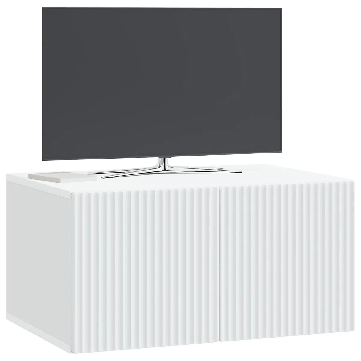 White Wall-Mounted TV Cabinet Storage Unit Modern Engineered Wood 59.5 x 41 x
