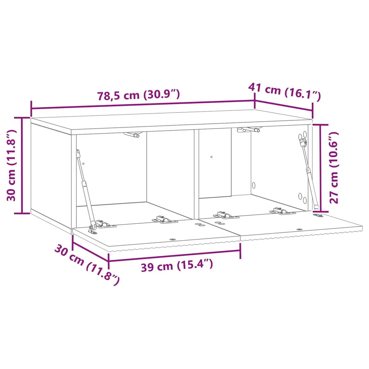 Wall-Mounted TV Cabinet White Modern Living Room Storage Engineered Wood 78.5cm