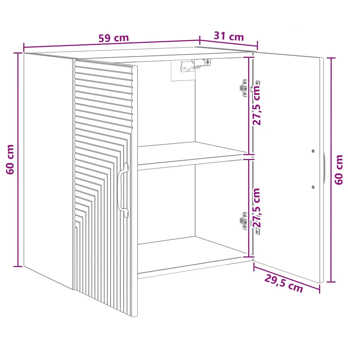 Wall-Mounted Storage Cabinet White Modern Shelving Unit Engineered Wood