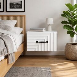 Compact Wall-Mounted Bedside Cabinet with Storage