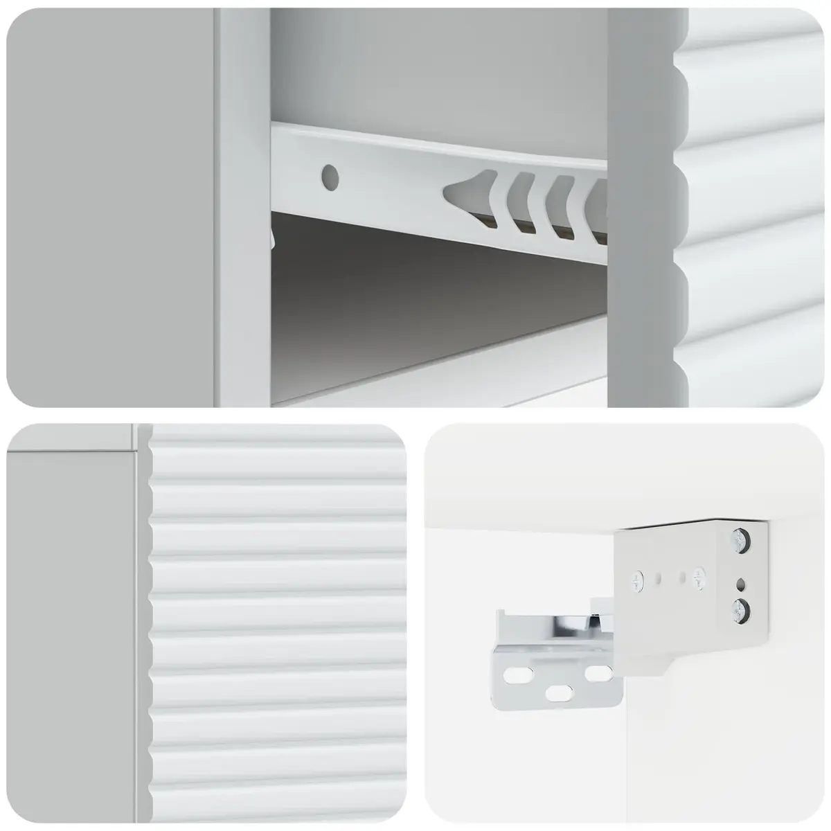 Bedside Cabinet Wall-Mounted White Bedroom Storage Furniture Drawers