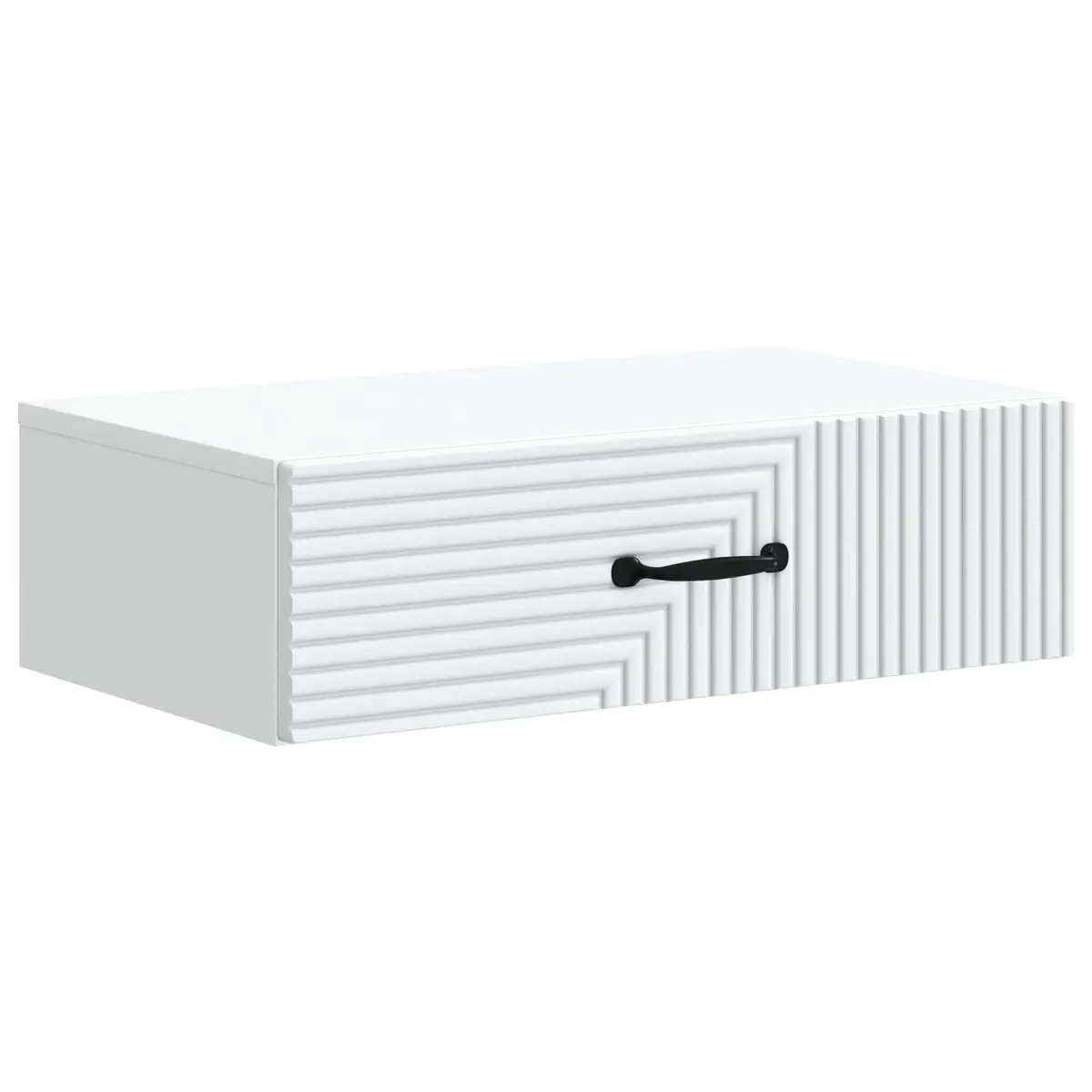 Wall-Mounted Side Table White Minimalist Rectangular Storage Drawer