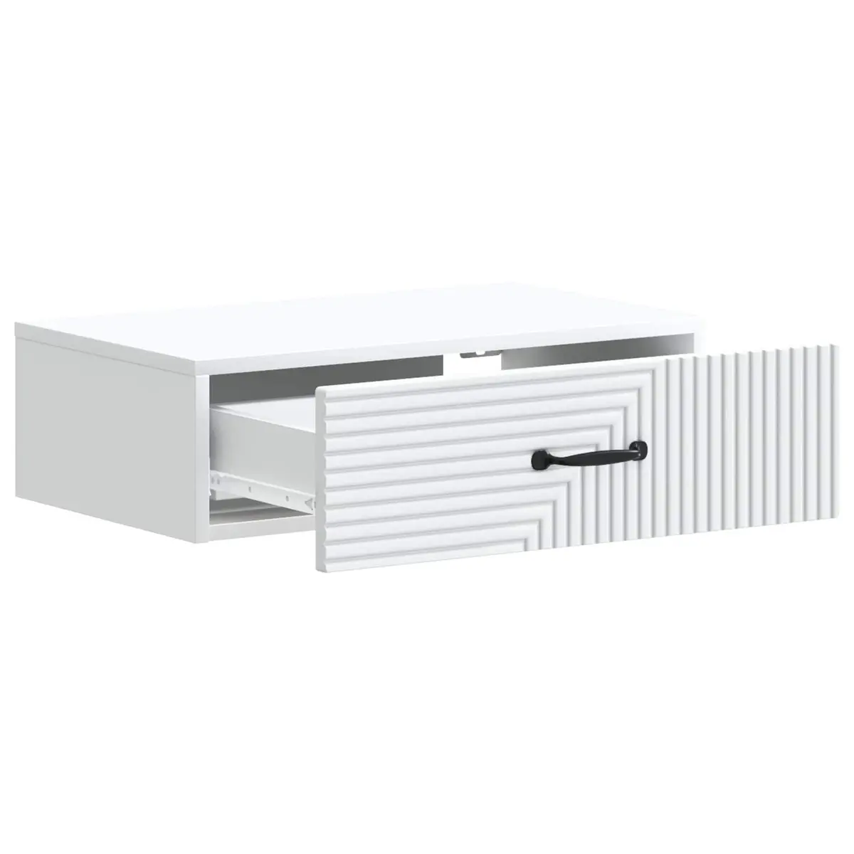 Wall-Mounted Side Table White Minimalist Rectangular Storage Drawer