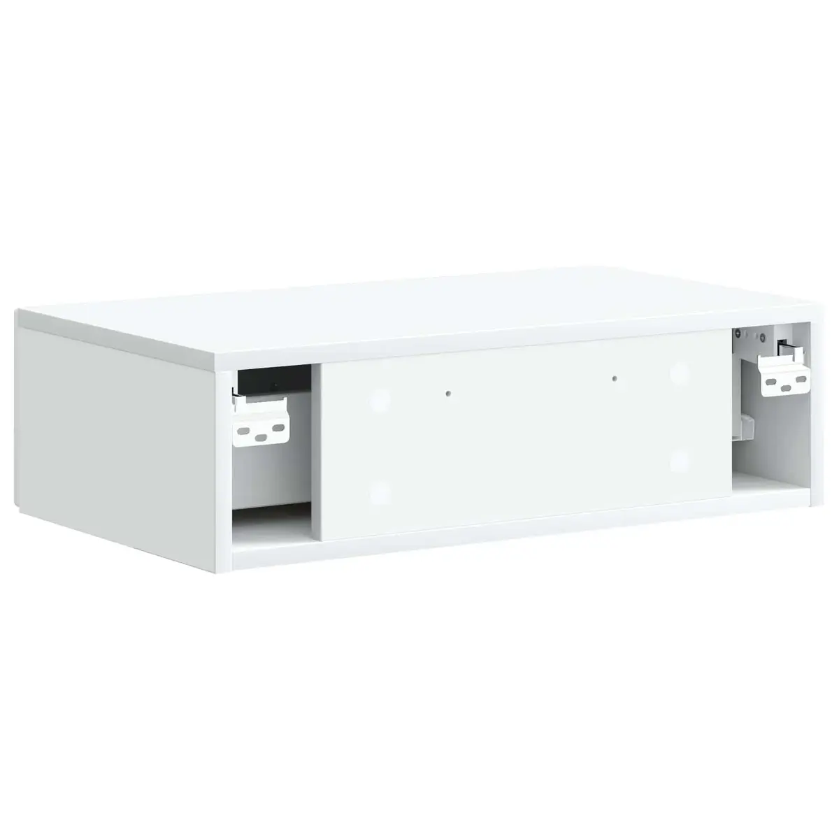 Wall-Mounted Side Table White Minimalist Rectangular Storage Drawer