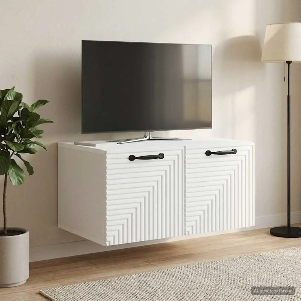Wall-Mounted TV Cabinet in White