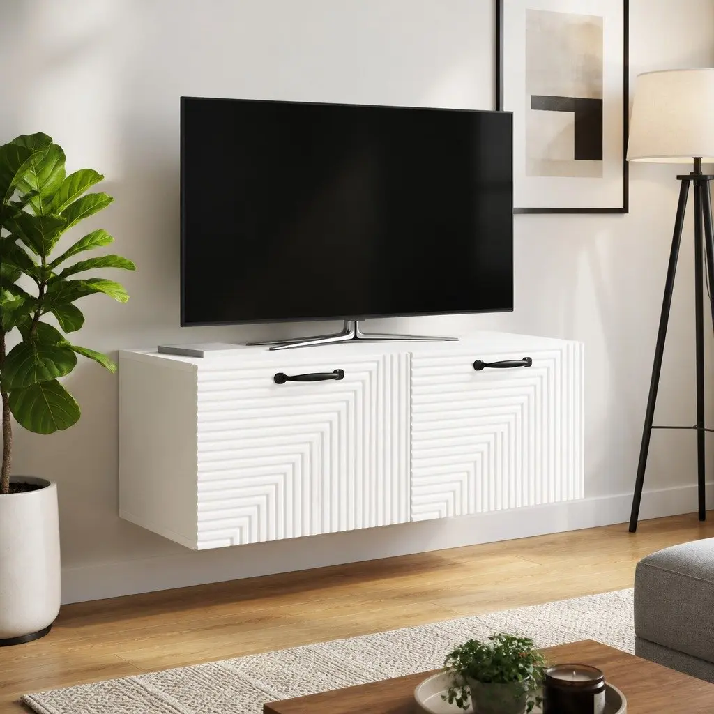 Wall-Mounted TV Cabinet White 78.5 x 41 x 30 cm Modern Living Room Storage Unit
