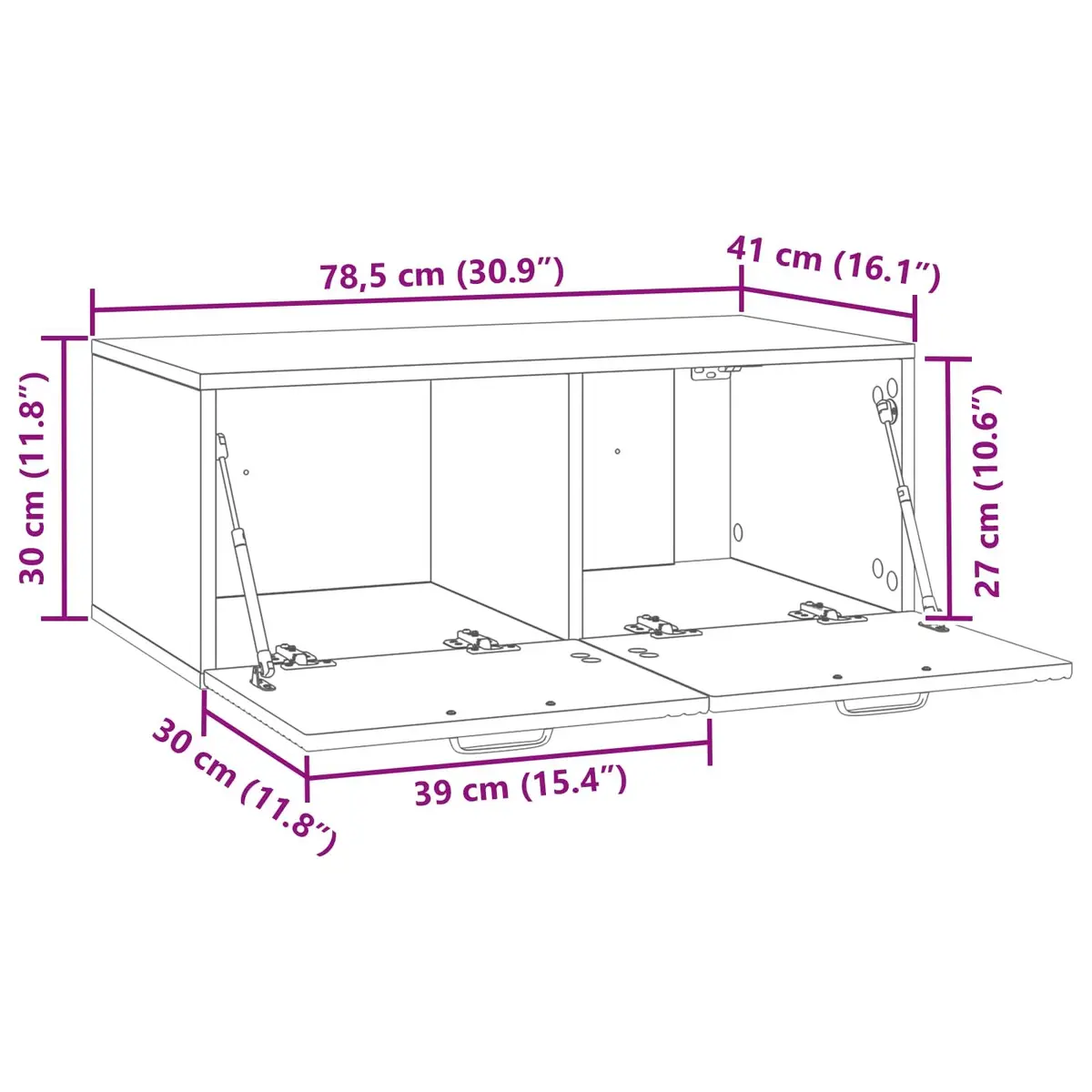 Wall-Mounted TV Cabinet White 78.5 x 41 x 30 cm Modern Living Room Storage Unit