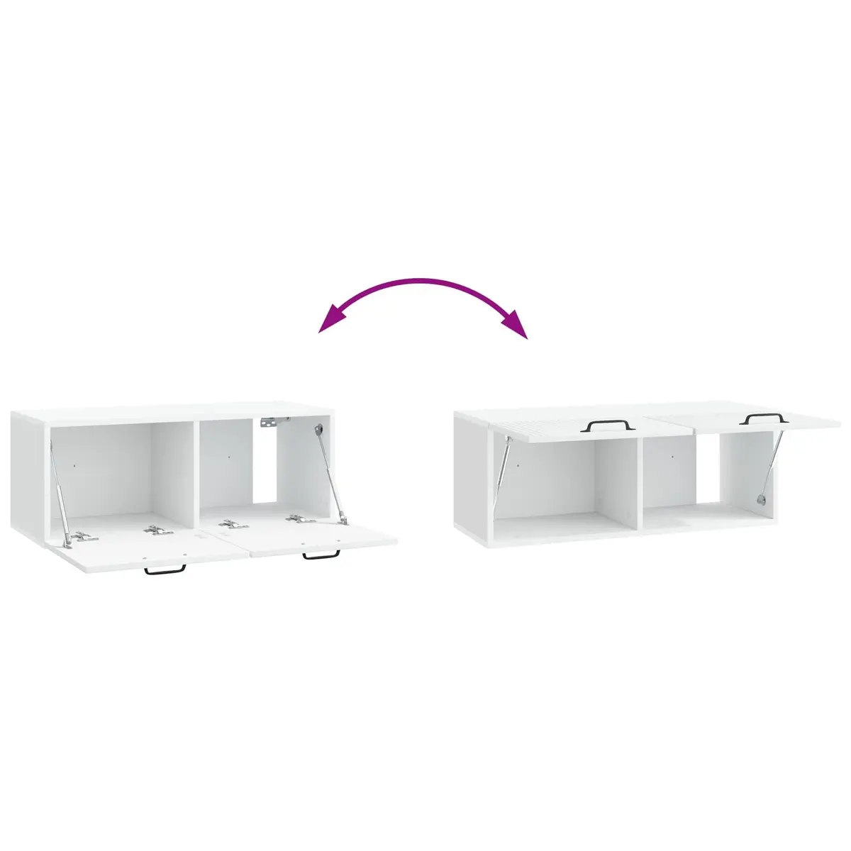 Wall-Mounted TV Cabinet White 78.5 x 31 x 30cm Modern Storage Unit with 90° Swing Doors