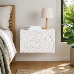 Wall-Mounted Bedside Cabinet White Storage Drawer Compact Nightstand Furniture