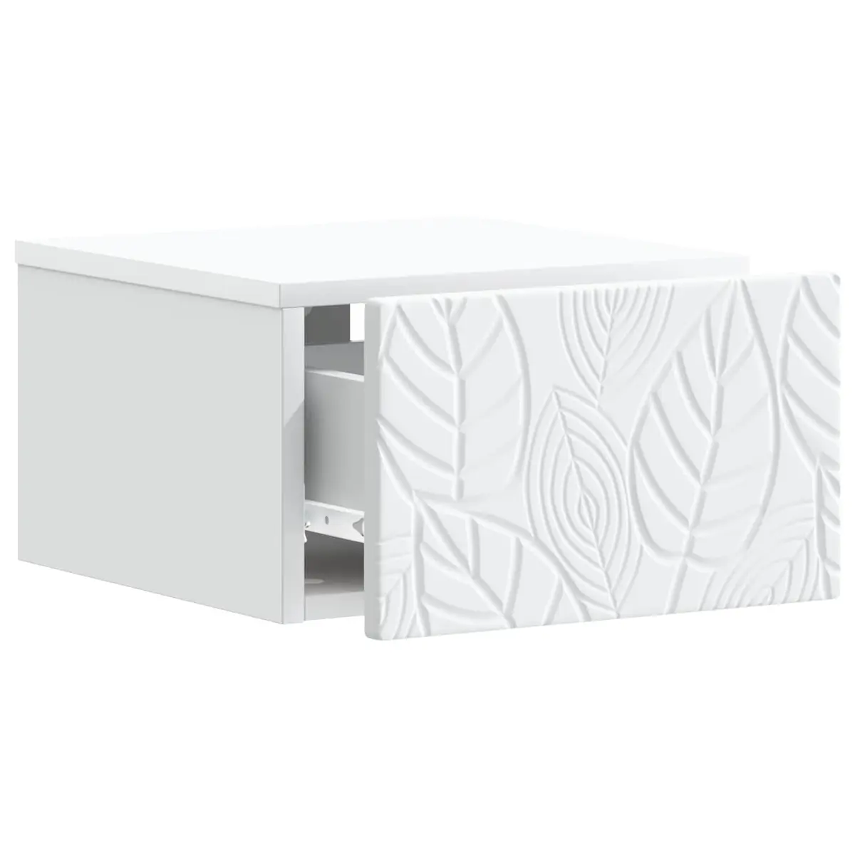 Wall-Mounted Bedside Cabinet White Compact Drawer Storage Furniture