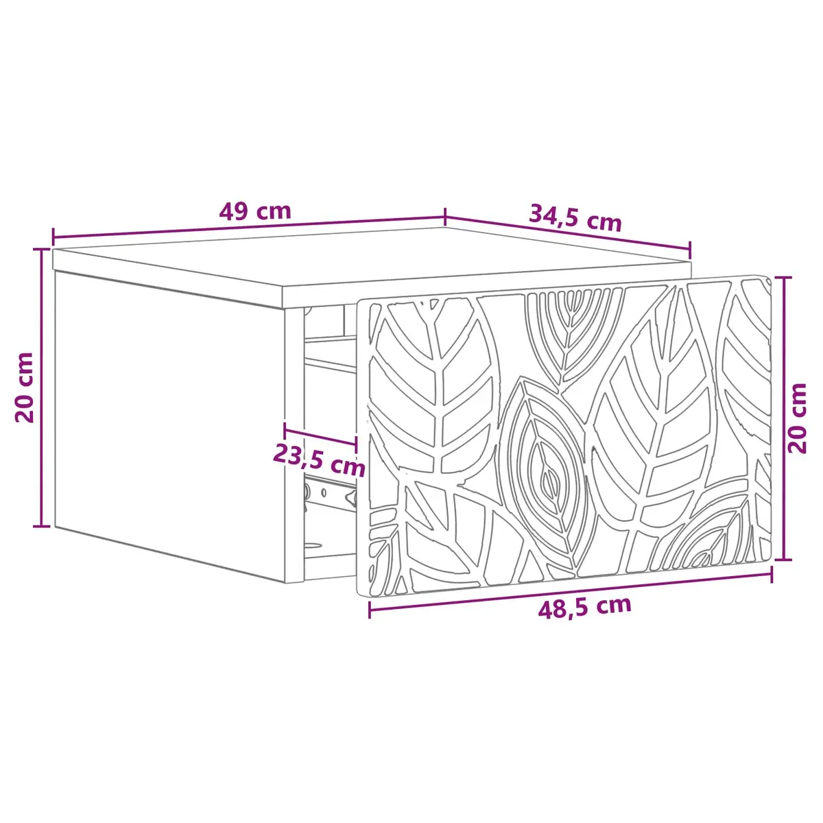Wall-Mounted Bedside Cabinet White Compact Drawer Storage Furniture