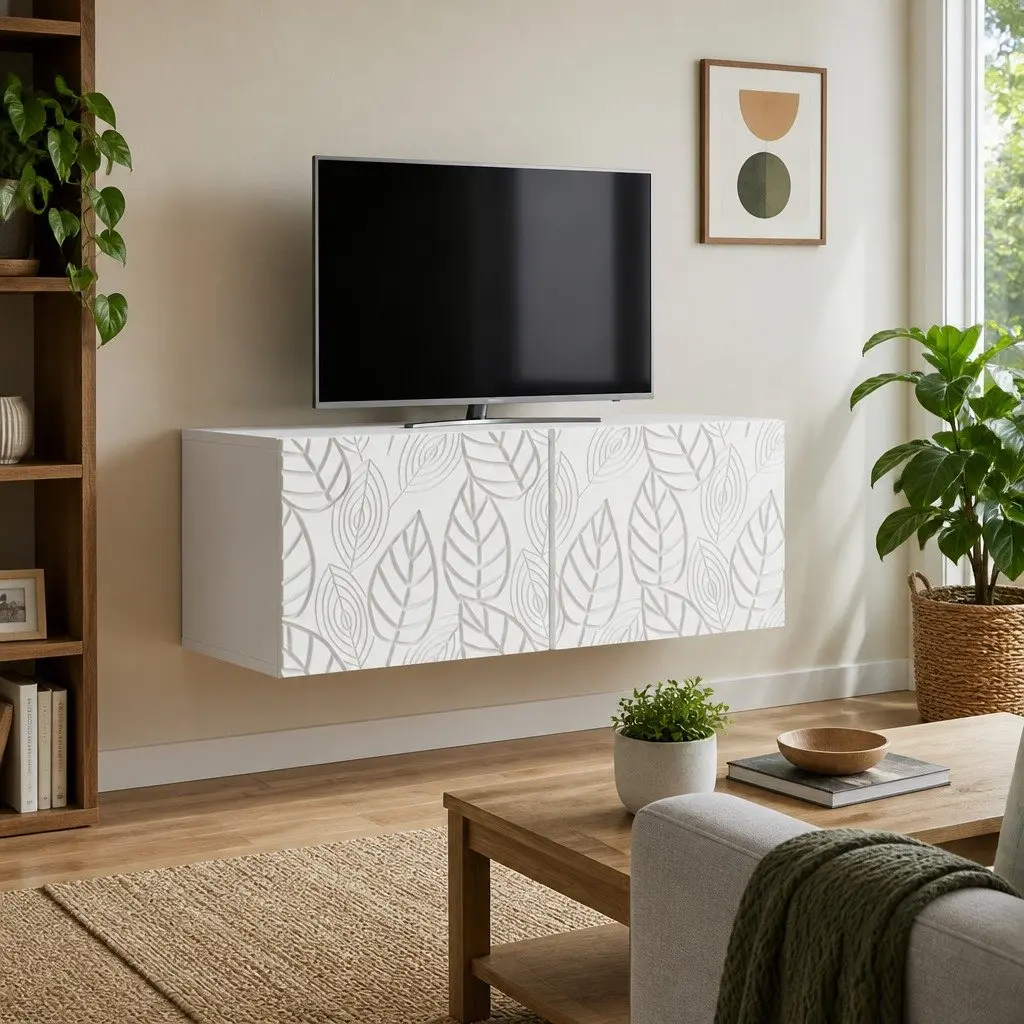 Wall-Mounted TV Cabinet 78.5 x 41 x 30 cm White Storage Unit Living Room