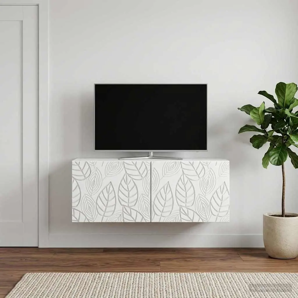 Wall-Mounted TV Cabinet 78.5 x 41 x 30 cm White Storage Unit Living Room
