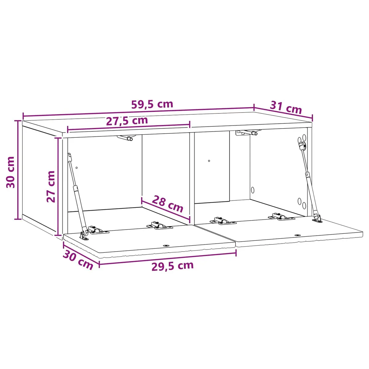 Wall-Mounted TV Cabinet 59.5 x 31 cm White Engineered Wood Storage Unit