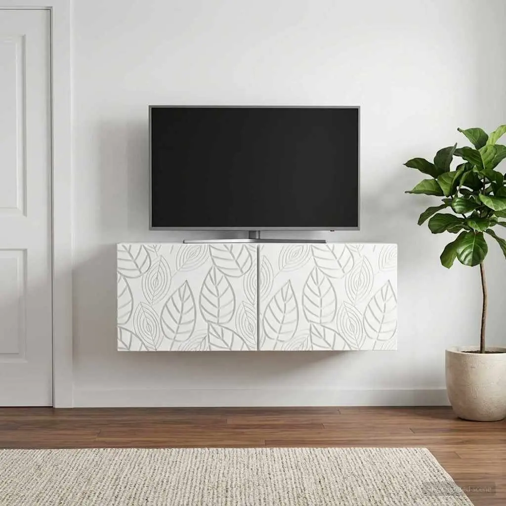 Wall-Mounted TV Cabinet 78.5 x 31 cm White Engineered Wood Storage Unit