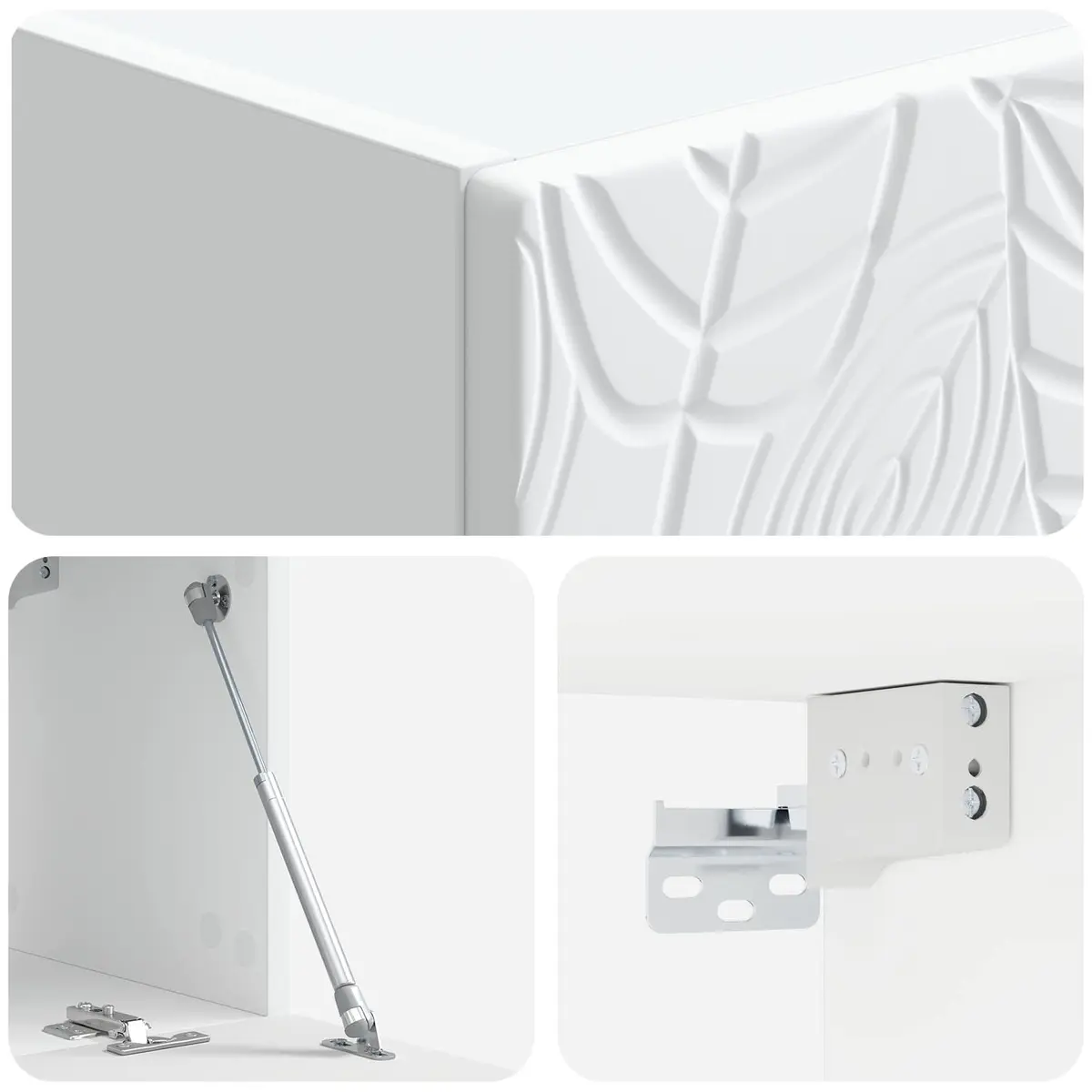 Wall-Mounted TV Cabinet White 98 x 31 cm Storage Unit with 90° Swing Hinge Doors for Living Room Entertainment