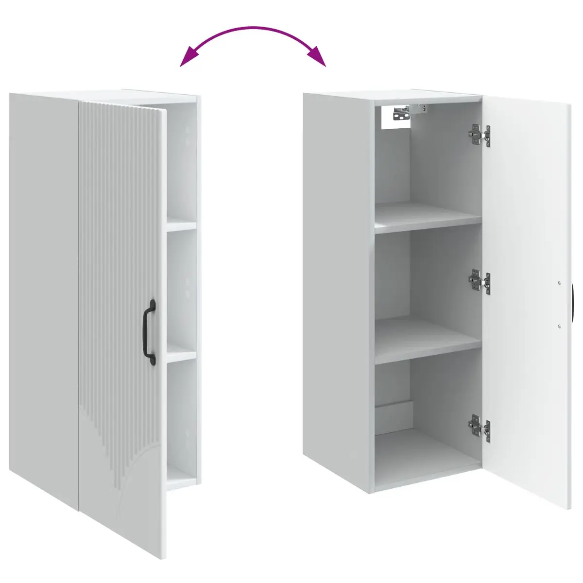 Wall-Mounted Storage Cabinet White 90cm Engineered Wood Modern Shelving Unit