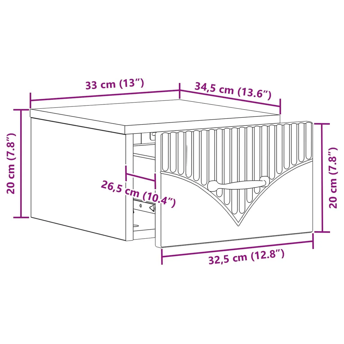 Wall-Mounted Bedside Cabinet White Modern Compact Storage Drawer and Compartment