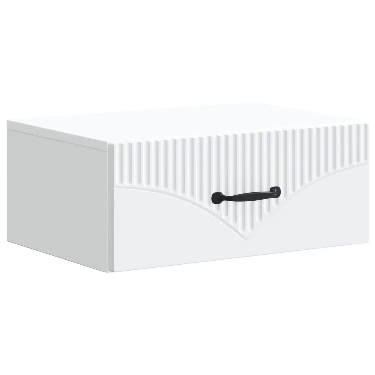 Wall-Mounted Bedside Table White Compact Bedroom Nightstand with Drawer and Open Shelf