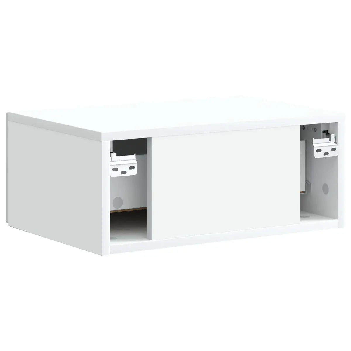 Wall-Mounted Bedside Table White Compact Bedroom Nightstand with Drawer and Open Shelf