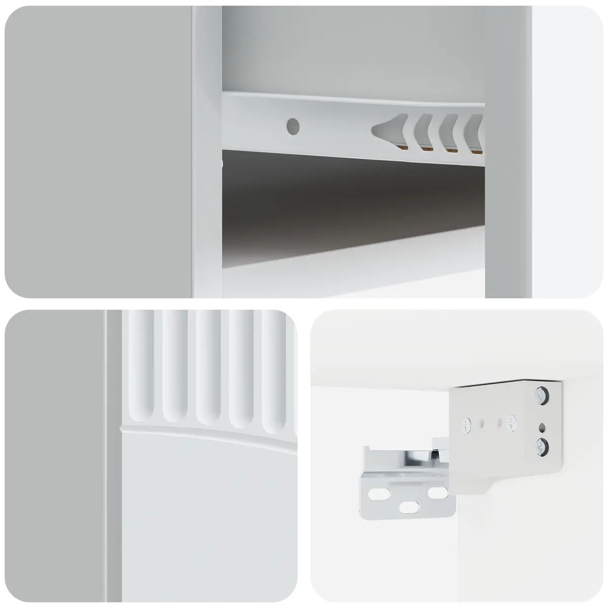 Wall-Mounted Bedside Table White Compact Bedroom Nightstand with Drawer and Open Shelf