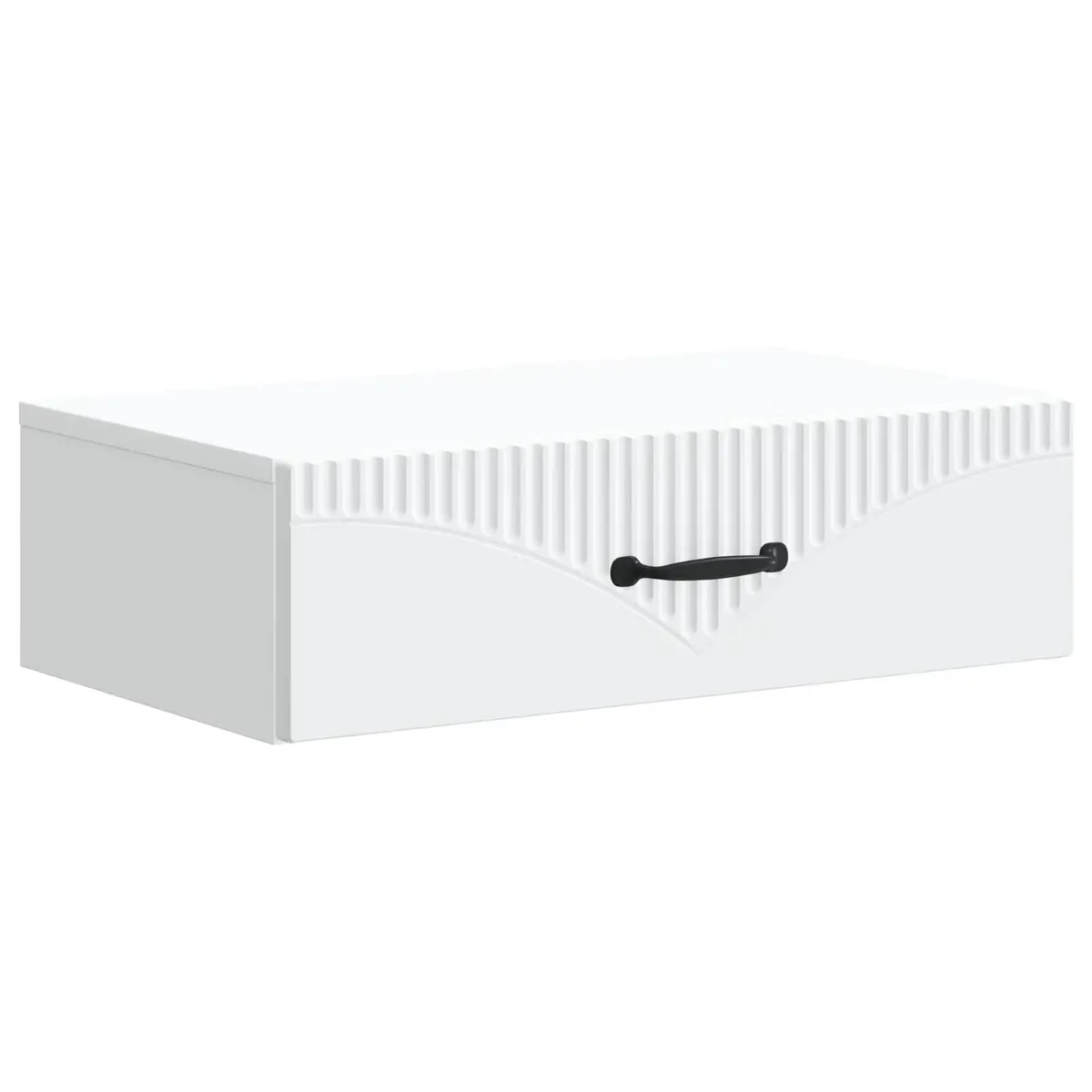 Wall-Mounted Side Table White 59cm Modern Engineered Wood Storage Cabinet