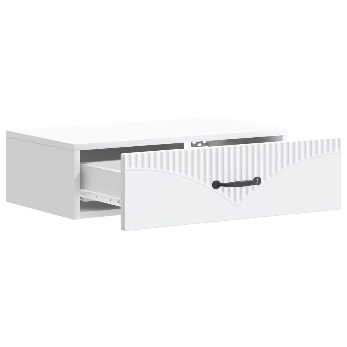 Wall-Mounted Side Table White 59cm Modern Engineered Wood Storage Cabinet