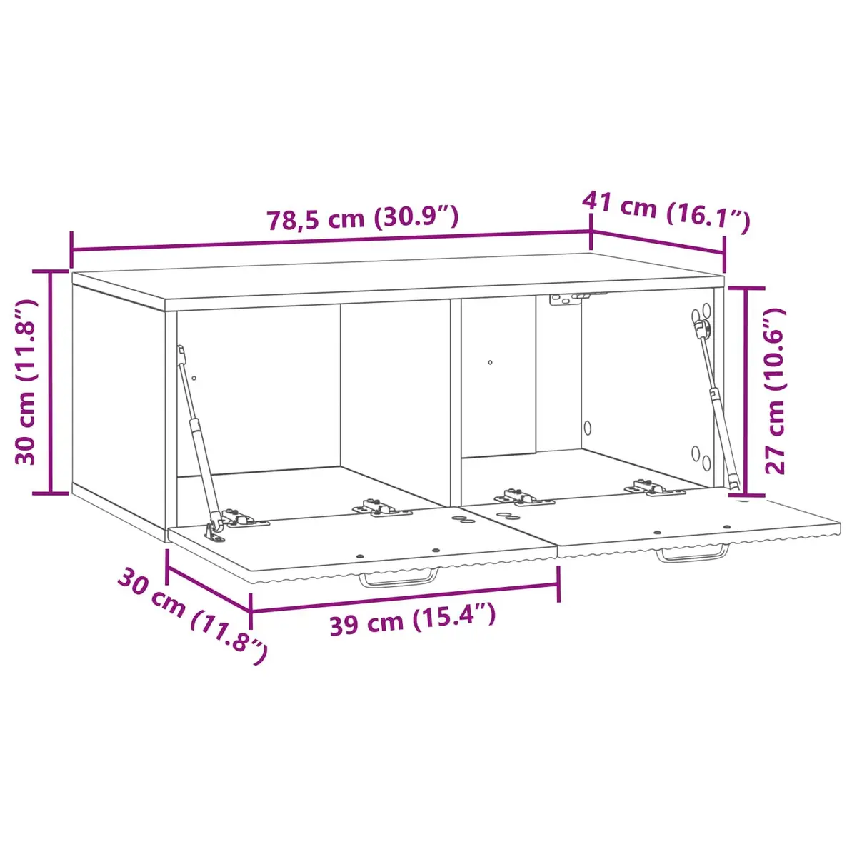 Wall-Mounted TV Cabinet White Modern Storage Unit Entertainment Media Display