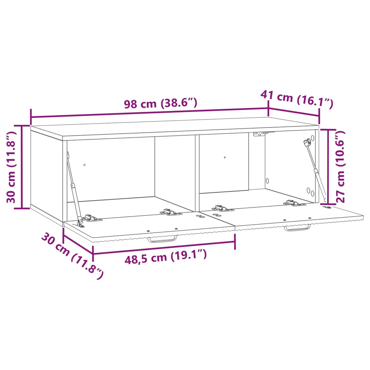 Wall-Mounted TV Cabinet White 98x41x30cm