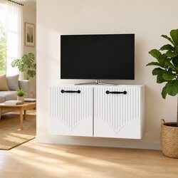 Compact and Modern Wall-Mounted TV Cabinet in White