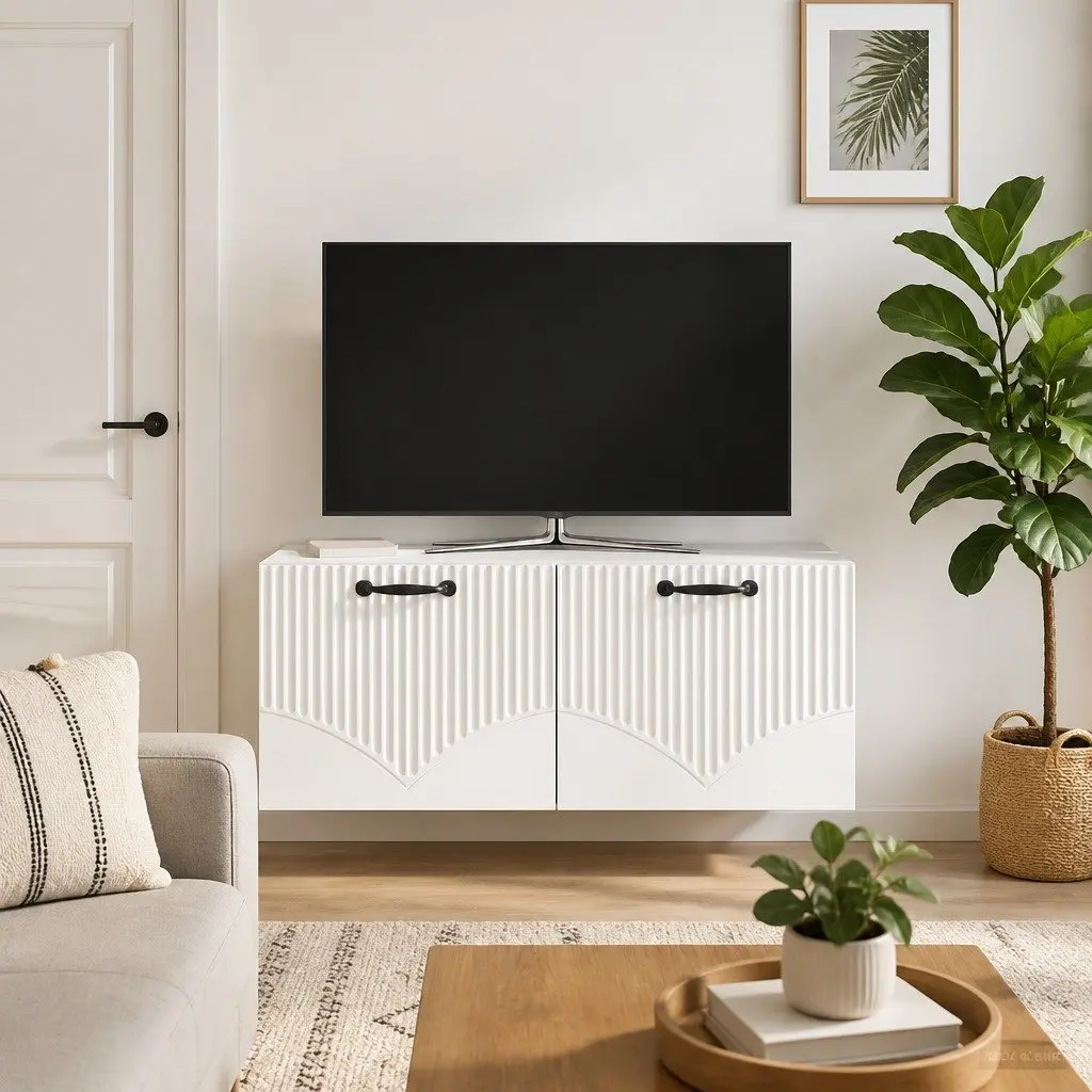 Wall-Mounted TV Cabinet White 78.5 x 31 x 30 cm Modern Media Storage Unit Floating Entertainment