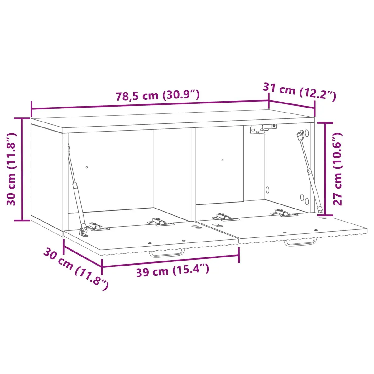 Wall-Mounted TV Cabinet White 78.5 x 31 x 30 cm Modern Media Storage Unit Floating Entertainment