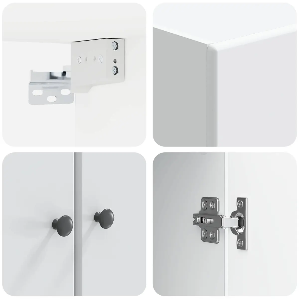 Wall-Mounted Storage Cabinet White Engineered Wood Swing Door Shelves