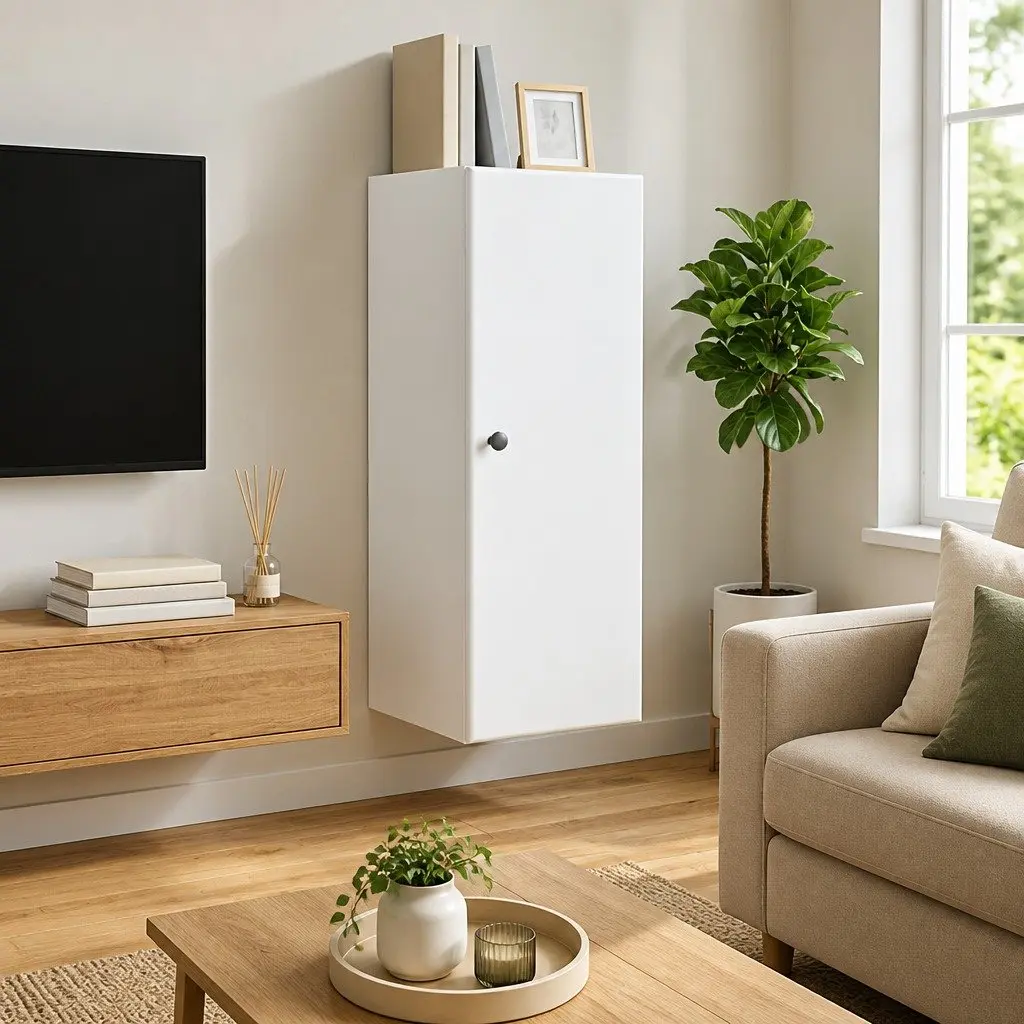 Wall-Mounted Storage Cabinet White 33x34.5x90cm Engineered Wood Shelves Swing Door