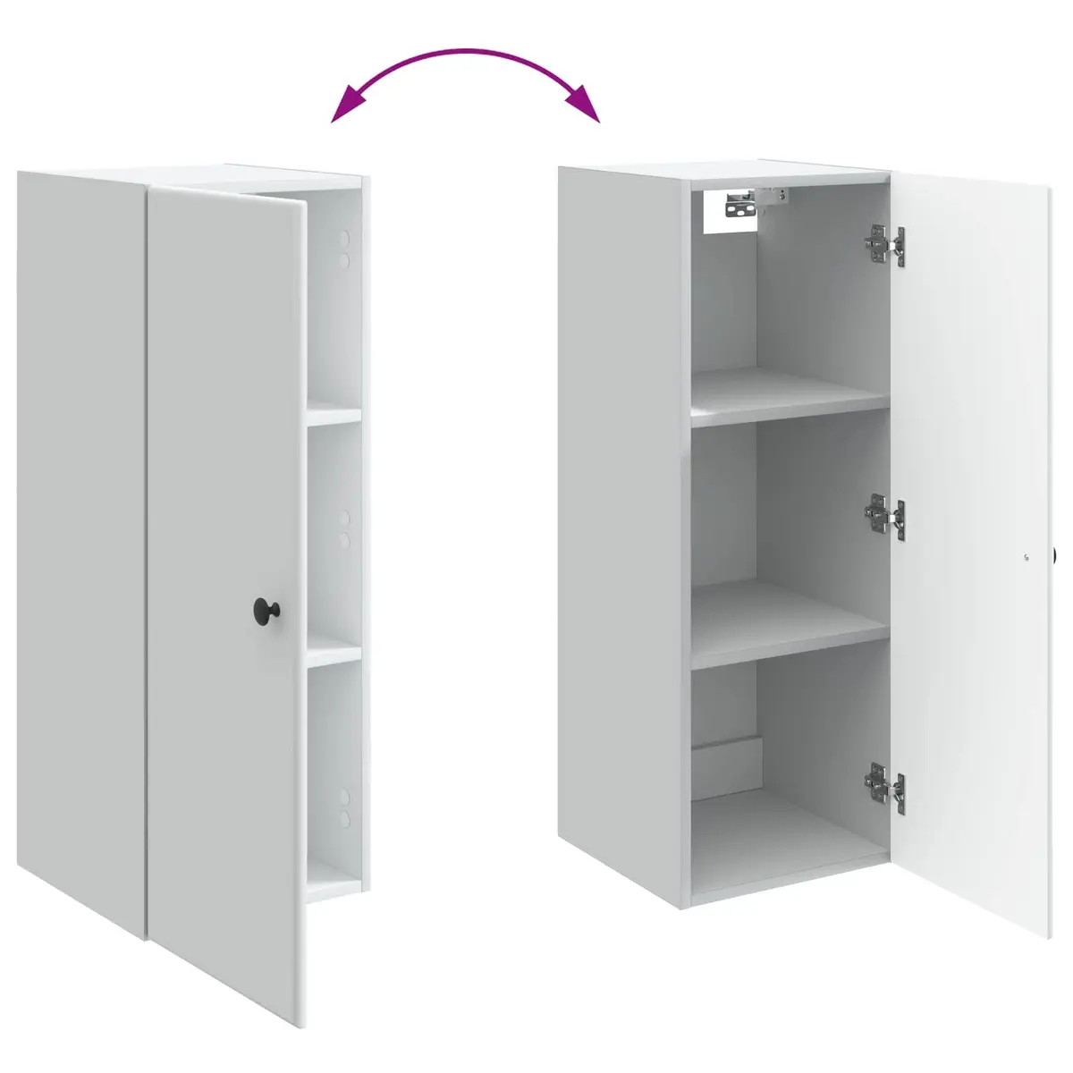 Wall-Mounted Storage Cabinet White 33x34.5x90cm Engineered Wood Shelves Swing Door