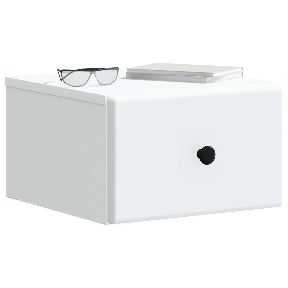 Bedside Cabinet Wall-Mounted White Storage Drawer Compartment Bedroom Living