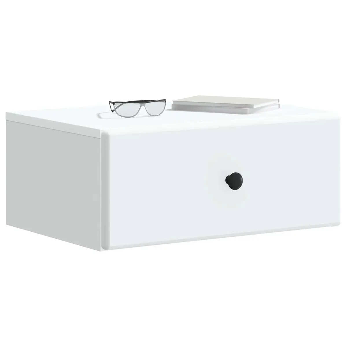 Wall-Mounted Bedside Cabinet White Compact Modern Storage Drawer Shelf