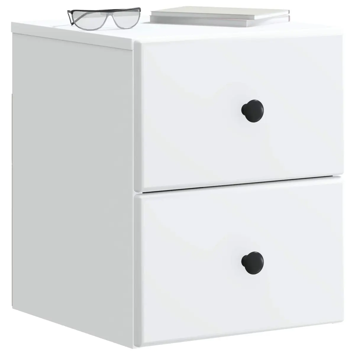 Wall-Mounted Bedside Cabinet White Compact Storage Drawer and Compartment