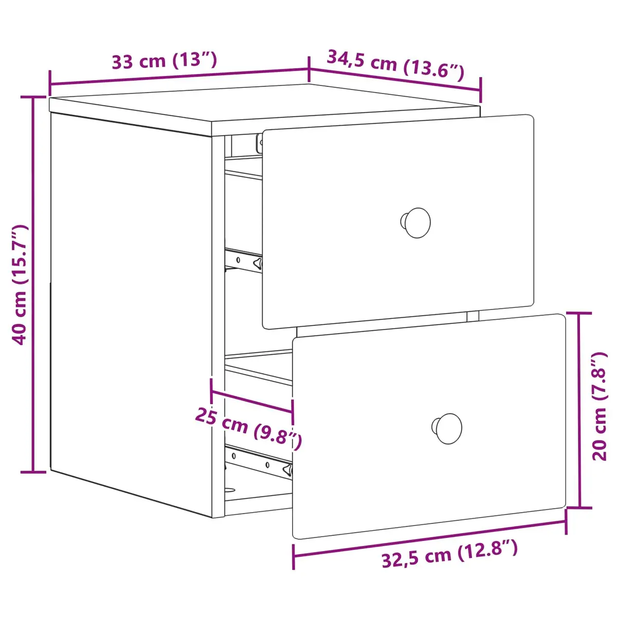 Wall-Mounted Bedside Cabinet White Compact Storage Drawer and Compartment