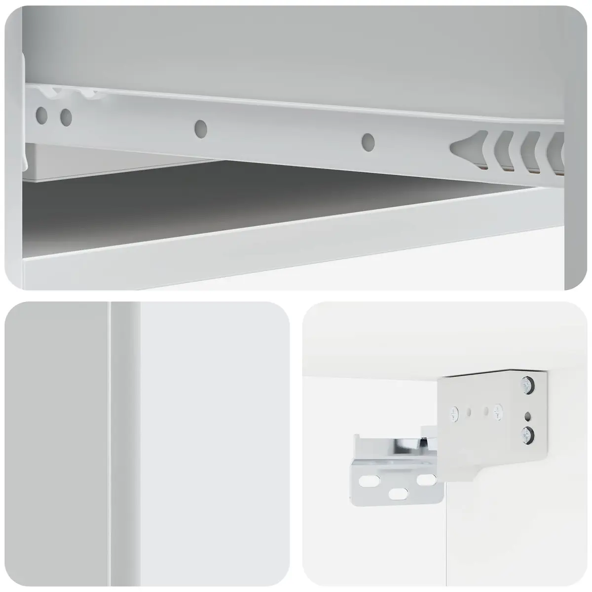 Wall-Mounted Side Table White Storage Cabinet with Drawers Modern Design 87.5cm
