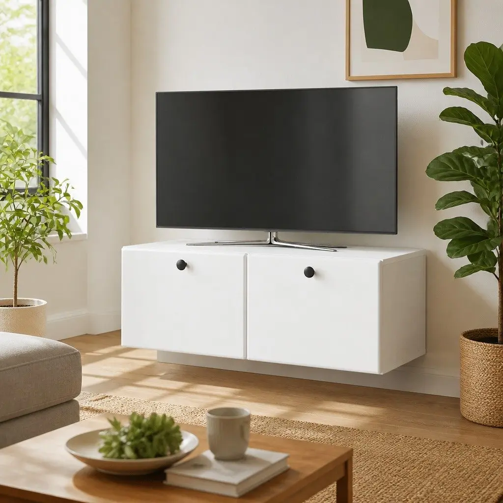 Wall-Mounted TV Cabinet 78.5 x 41 x 30 cm White Engineered Wood Storage Unit