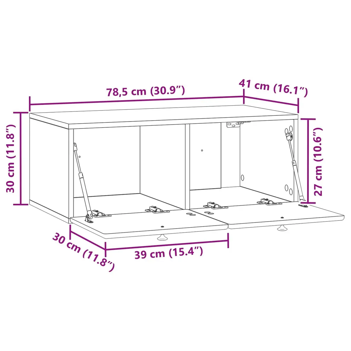 Wall-Mounted TV Cabinet 78.5 x 41 x 30 cm White Engineered Wood Storage Unit