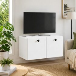 Wall-Mounted TV Cabinet 59.5 x 31 x 30 cm White Engineered Wood Storage Unit