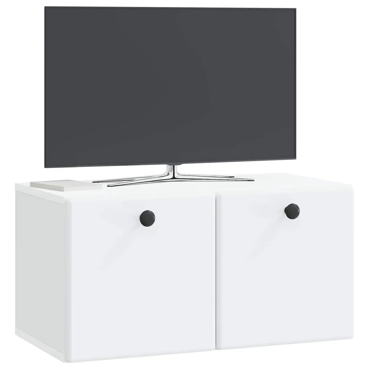 Wall-Mounted Cabinet Storage Unit White Engineered Wood Compact 59.5x31x30cm 90 Degree Swing Doors