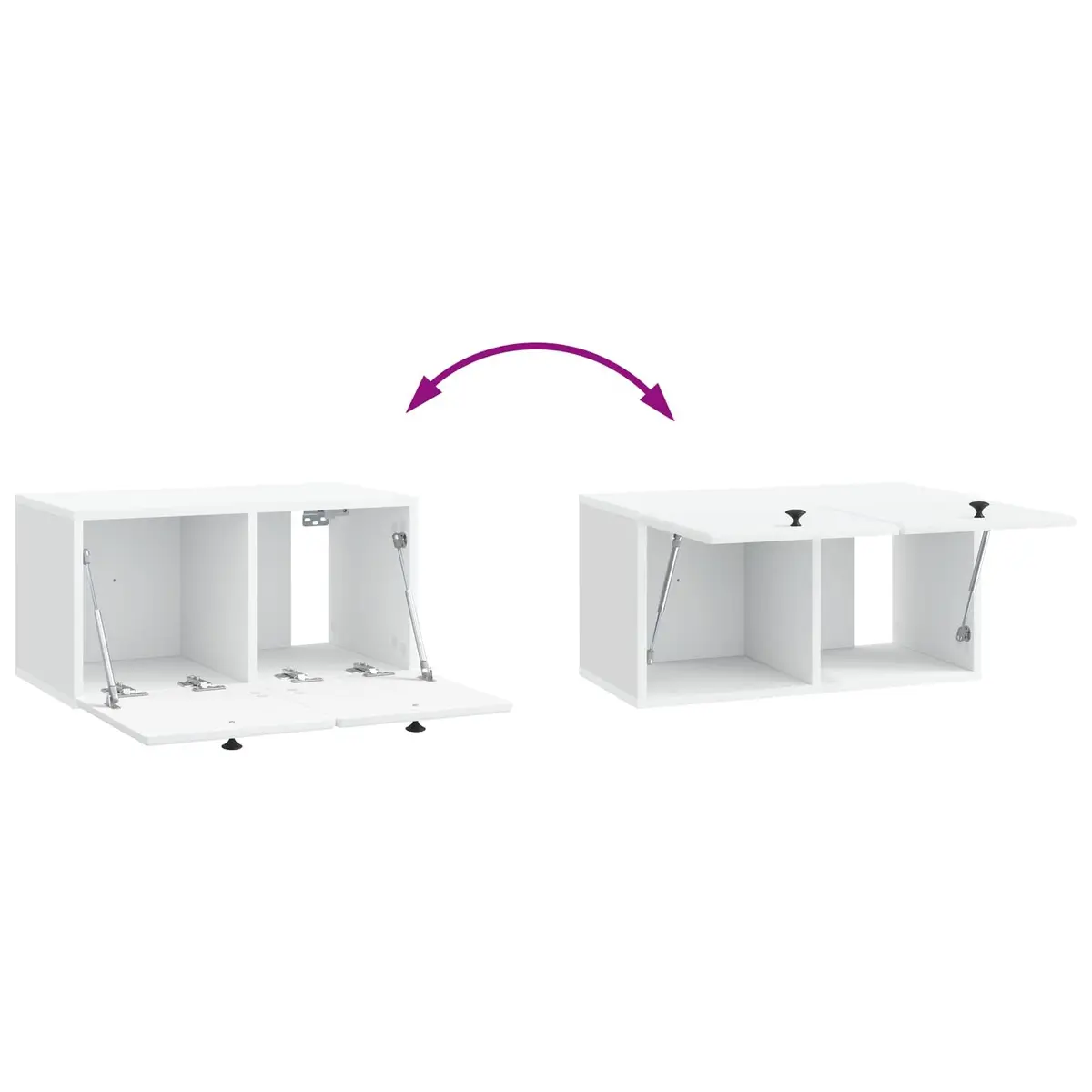 Wall-Mounted Cabinet Storage Unit White Engineered Wood Compact 59.5x31x30cm 90 Degree Swing Doors