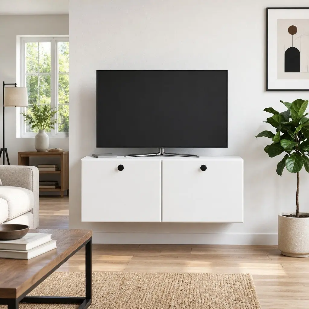 Wall-Mounted TV Cabinet 78.5 x 31 x 30 cm White Engineered Wood Storage Unit