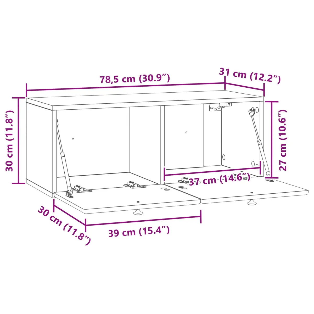 Wall-Mounted TV Cabinet 78.5 x 31 x 30 cm White Engineered Wood Storage Unit