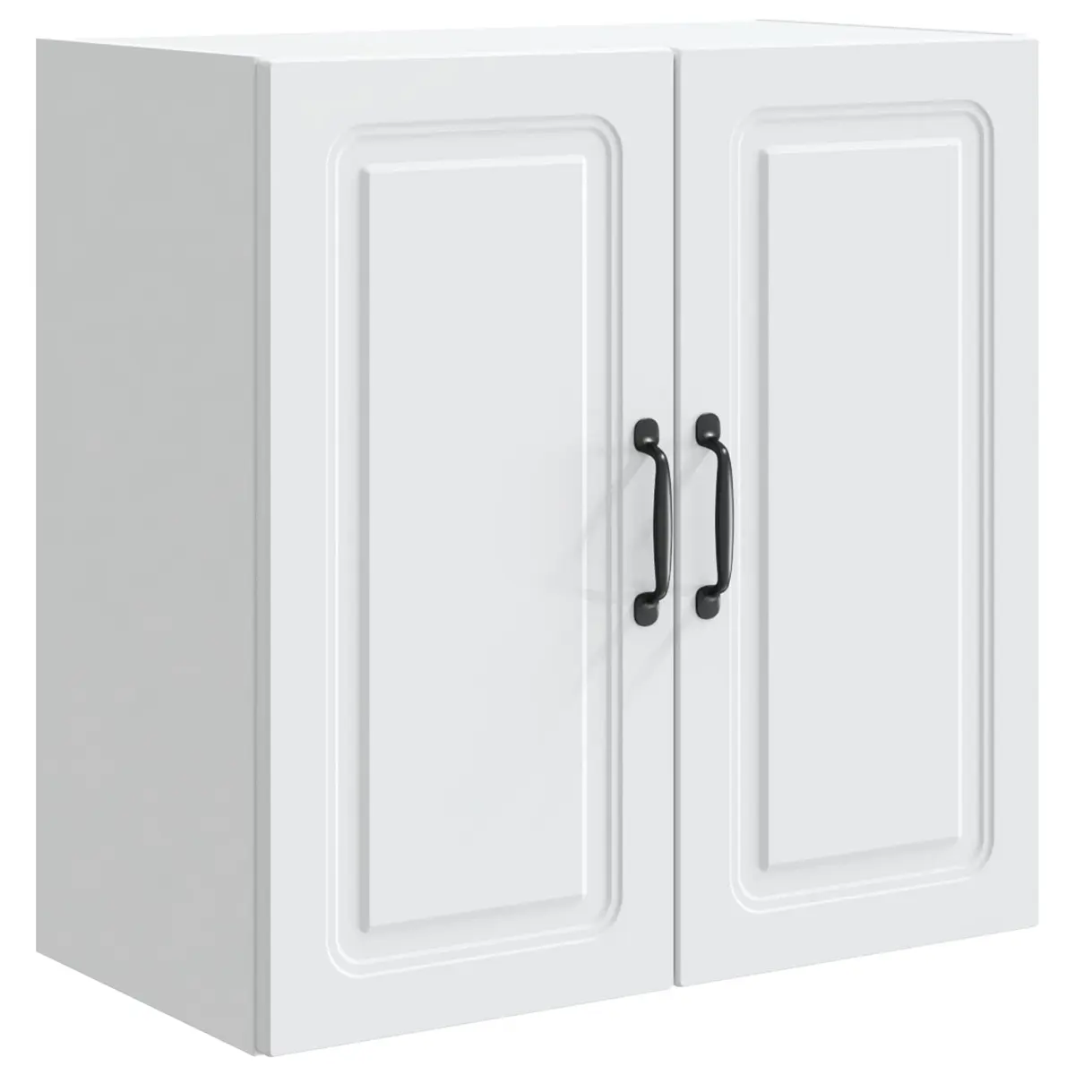 Wall-Mounted Storage Cabinet White 59x31x60cm Engineered Wood Adjustable Shelves Organizer