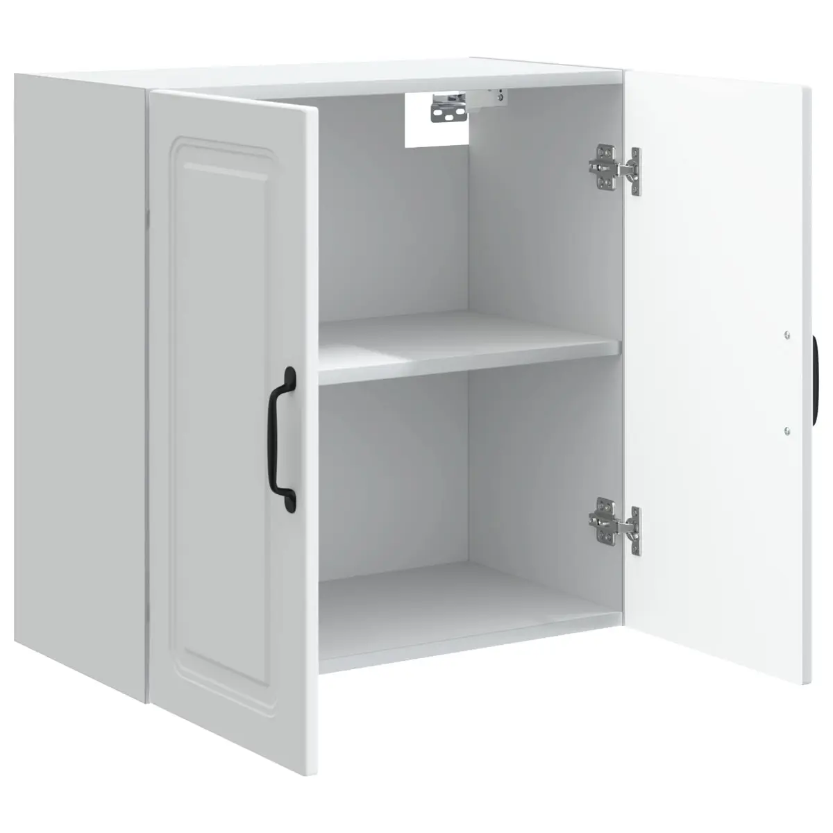Wall-Mounted Storage Cabinet White 59x31x60cm Engineered Wood Adjustable Shelves Organizer