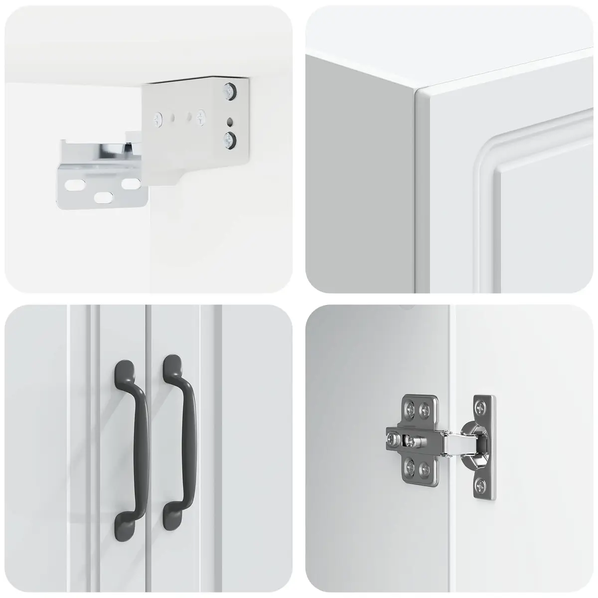 Wall-Mounted Storage Cabinet White 59x31x60cm Engineered Wood Adjustable Shelves Organizer